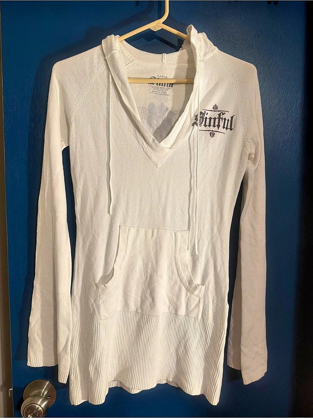 Sinful Graphic Pullover Hoodie in White